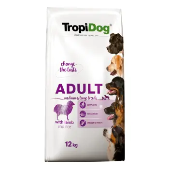 Tropidog Premium Adult Medium & Large Breed Jagnięcina Z Ryżem 12kg