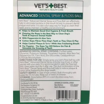 VET'S BEST Advanced Dental Spray 120ml + Sznurkowa Piłka 6cm