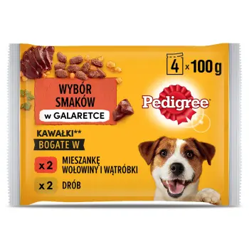 Pedigree Mokra Karma Dla Dorosłych Psów W Galaretce (Z Wołowiną, Z Drobiem) 4x100g