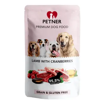 PETNER Premium Dog Food Z Jagnięciną I Żurawiną 500g