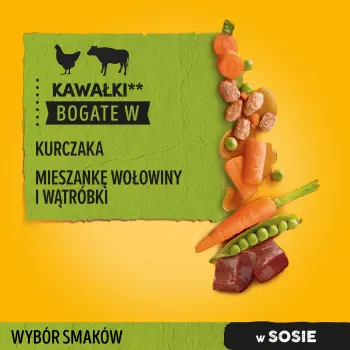 Pedigree Mokra Karma Dla Dorosłych Psów W Sosie (Z Kurczakiem I Warzywami, Z Wołowiną I Warzywami) 4x100g