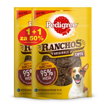 PEDIGREE Ranchos Cuts 2 x 65g- przysmak dla psów z kurczakiem