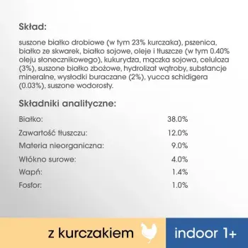 PERFECT FIT (Indoor 1+) Bogaty w kurczaka - sucha karma dla kotów żyjących w domu 750g x 2 (1+1 GRATIS opakowanie promocyjne)