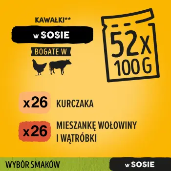 Pedigree Mokra Karma Dla Dorosłych Psów W Sosie (Z Kurczakiem I Warzywami, Z Wołowiną I Warzywami) 4x100g