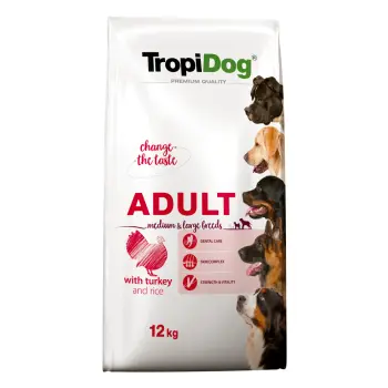 Tropidog Premium Adult Medium & Large Breed Indyk Z Ryżem 12kg