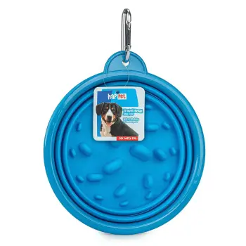 Miska silikonowa turystyczna składana spowalniająca niebieska