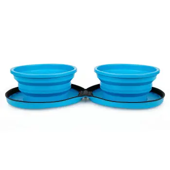 Podwójna miska silikonowa turystyczna składana zamykana 2x0,7l