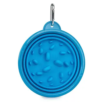 Miska silikonowa turystyczna składana spowalniająca niebieska