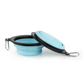 Miska silikonowa turystyczna składana podróżna niebieska M198