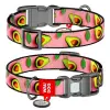 Collar WauDog Nylon Obroża nylonowa z QR-paszportem, plastikowy fastex, wzór AWOKADO NA RÓŻU, S 15mm/25-35cm