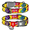 Collar WauDog Nylon Obroża nylonowa z QR-paszportem, plastikowy fastex, wzór FUTRZANE POTWORY, S 15mm/25-35cm