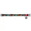 Collar WauDog Nylon Obroża nylonowa z QR-paszportem, plastikowy fastex, wzór ZĘBATE POTWORY, L 25mm/33-49cm