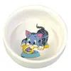 Trixie Miska ceramiczna biała z kotkiem 0,3L/11cm [4009]