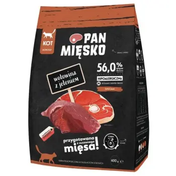 Pan Mięsko Karma sucha dla kota - wołowina i jeleń chrupki M 400g