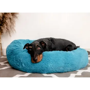MIMIKO Pets Legowisko Shaggy okrągłe XL 75cm turkusowe