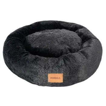 MIMIKO Pets Legowisko Shaggy okrągłe L 60cm czarne