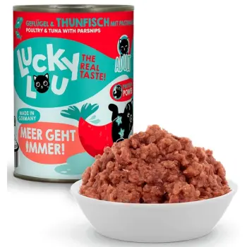 Lucky Lou Lifestage Adult Drób i tuńczyk puszka 400g