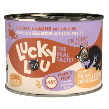 Lucky Lou Lifestage Adult Drób i łosoś puszka 200g
