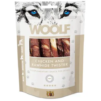 Woolf Chicken & Rawhide Twister 100g