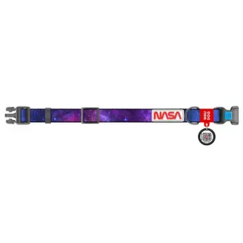Collar WauDog Nylon Obroża nylonowa z QR-paszportem, plastikowy fastex, wzór NASA21, 15mm/25-35cm