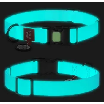 Collar WauDog Waterproof Obroża wodoodporna z QR-paszportem, akumulująca światło, plastikowy fastex, 15mm/25-35cm
