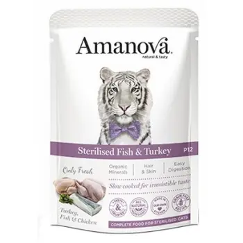 Amanova Cat Sterilised Fish & Turkey - biała ryba i indyk saszetka 85g [P12]