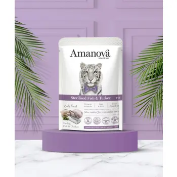 Amanova Cat Sterilised Fish & Turkey - biała ryba i indyk saszetka 85g [P12]