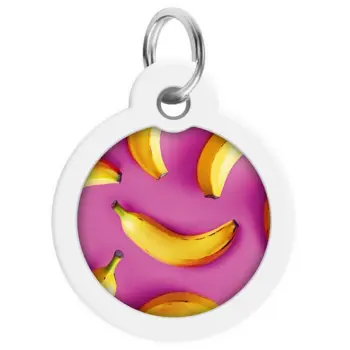 Collar WauDog Smart ID Zawieszka z QR-paszportem okrągła 3cm banany na różu