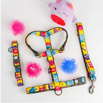 Collar WauDog Nylon Obroża nylonowa z QR-paszportem, plastikowy fastex, wzór FUTRZANE POTWORY, M 20mm/28-40cm