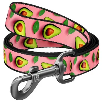 Collar WauDog Nylon Smycz nylonowa M 20mm/200cm, wzór AWOKADO NA RÓŻU