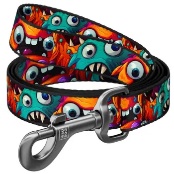 Collar WauDog Nylon Smycz nylonowa L-XXL 25mm/200cm, wzór ZĘBATE POTWORY