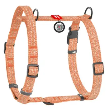 Collar WauDog Re-Cotton Szelki z rączką z regenerowanej bawełny anatomiczne w kształcie litery H, odblaskowe z QR-paszportem, plastikowy fastex, M pom