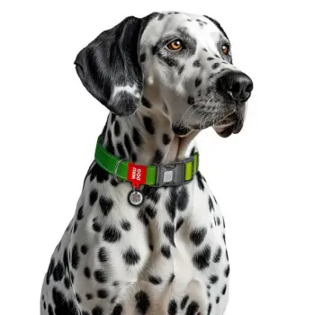 Collar WauDog Nylon Mono Obroża nylonowa odblaskowa z QR-paszportem, plastikowy fastex, M 20mm/28-40cm jasnozielona