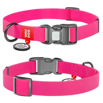 Collar Waterproof Obroża wodoodporna z QR-paszportem, plastikowy fastex, S 15mm/25-35cm różowa