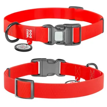Collar Waterproof Obroża wodoodporna z QR-paszportem, plastikowy fastex, M 20mm/28-40cm czerwona