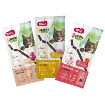 Zolux Yummies Miękki przysmak dla kota - Pałeczki Łosoś & Pstrąg 3x5g