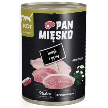 Pan Mięsko Karma mokra dla kota - indyk i gęś puszka 400g