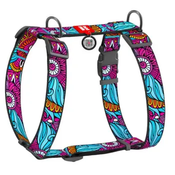 Collar WauDog Nylon Szelki nylonowe anatomiczne w kształcie litery H, z QR-paszportem, plastikowy fastex, wzór LATO, rozmiar XL 35mm