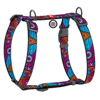 Collar WauDog Nylon Szelki nylonowe anatomiczne w kształcie litery H, z QR-paszportem, plastikowy fastex, wzór LATO, rozmiar S 15mm