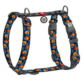 Collar WauDog Nylon Szelki nylonowe anatomiczne w kształcie litery H, z QR-paszportem, plastikowy fastex, wzór POMARAŃCZE, rozmiar S 15mm