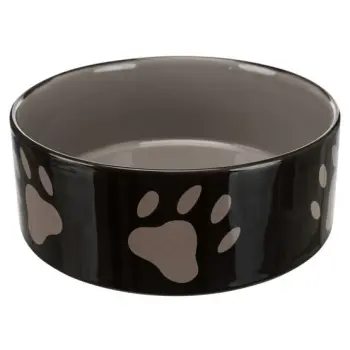 Trixie Miska ceramiczna czarna w szare łapki 1,4L/20cm [TX-24533]
