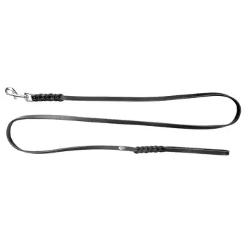 Dingo Smycz skórzana natłuszczana z zaplatanymi elementami 0,8x230cm czarna