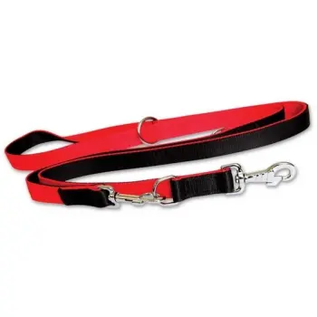 Dingo Smycz taśma polipropylenowa przedłużana podwójnie zszywana 2,5cm/120-220cm czarno-czerwona