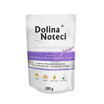 Dolina Noteci Premium Pies Junior Wątróbka z królika i ozory z jelenia saszetka 100g