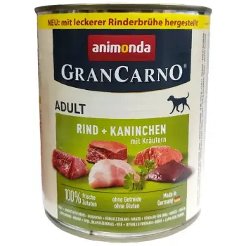 Animonda GranCarno Adult Rind Kaninchen Krautern Wołowina + Królik z Ziołami puszka 800g