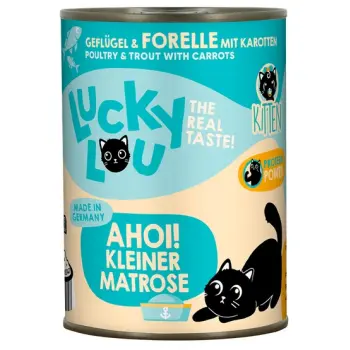 Lucky Lou Lifestage Kitten Drób i pstrąg puszka 400g