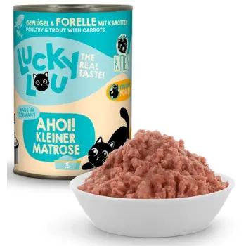 Lucky Lou Lifestage Kitten Drób i pstrąg puszka 400g