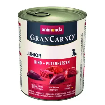 Animonda GranCarno Junior Rind Putenherzen Wołowina + Serca Indyka 800g