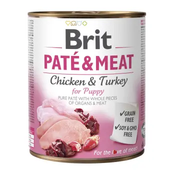 Brit Paté & Meat For Puppy Kurczak Z Indykiem 800g