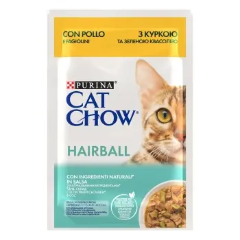 Purina Cat Chow Hairball Karma Z Kurczakiem I Zieloną Fasolką W Sosie 85g